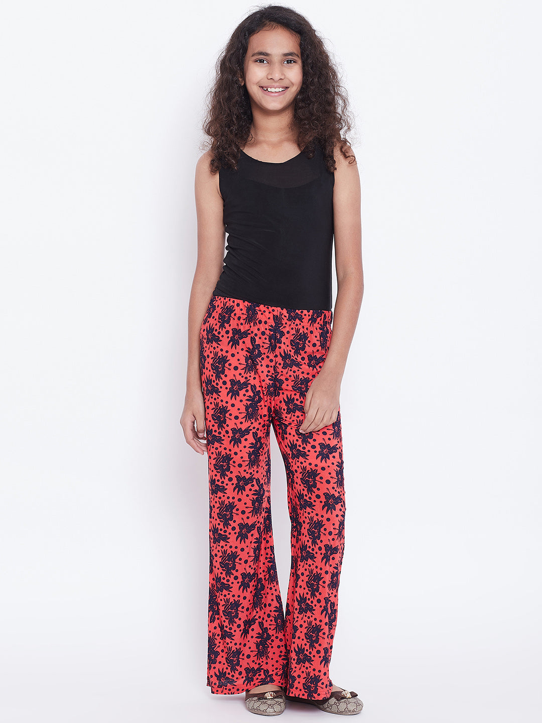 Peach Polka Floral Printed Palazzo 40