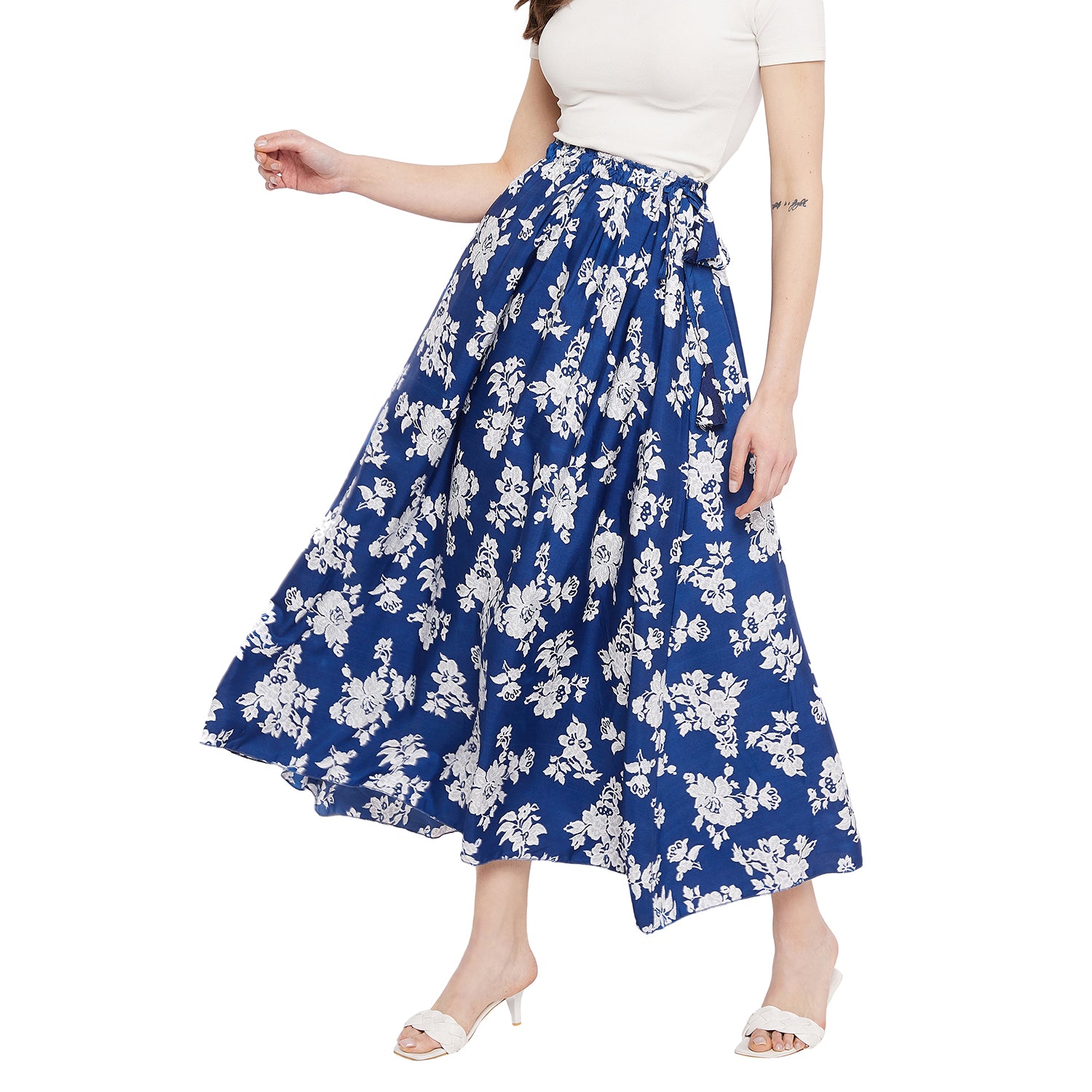 Blue & White Floral Skirt