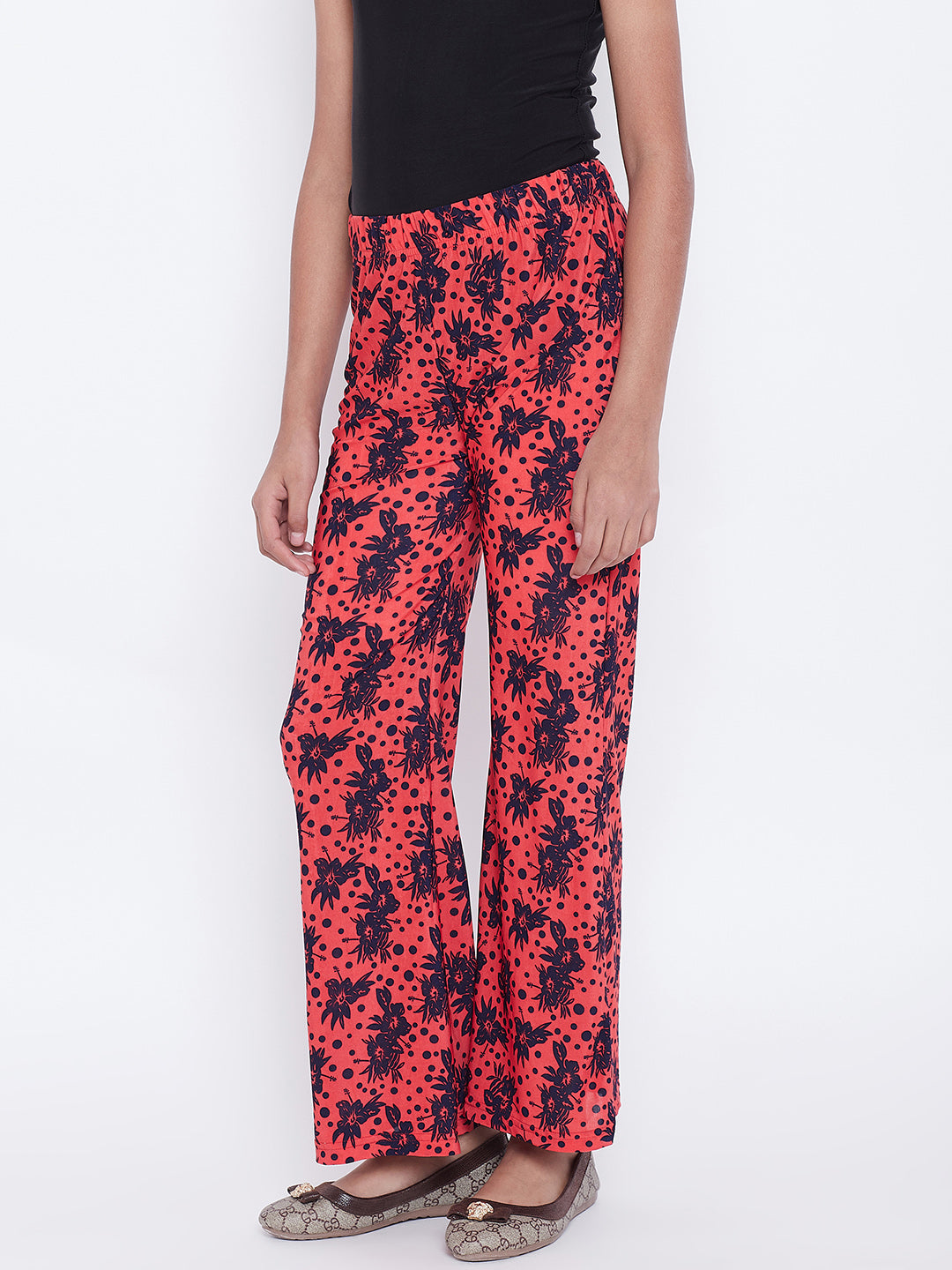 Peach Polka Floral Printed Palazzo