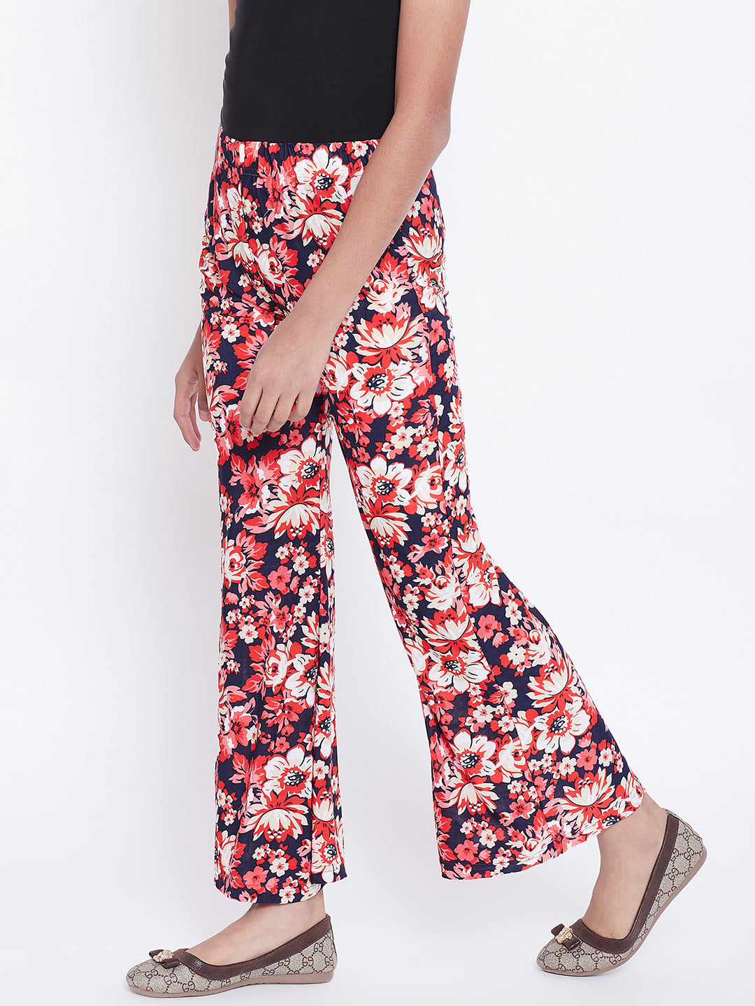 Peach Pink Floral Printed Palazzo