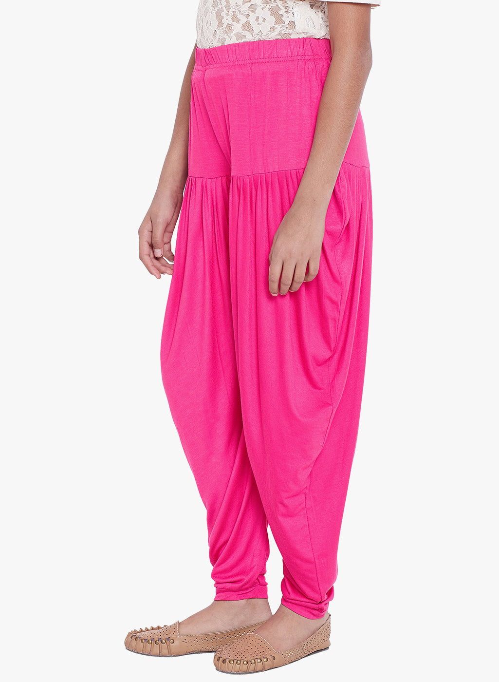 Dark Pink Viscose Dhoti Pants