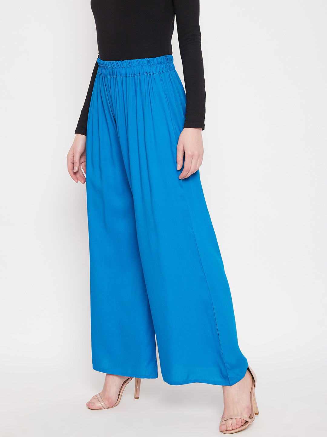 Sky Blue Plain Rayon Palazzo 4XL Sky blue