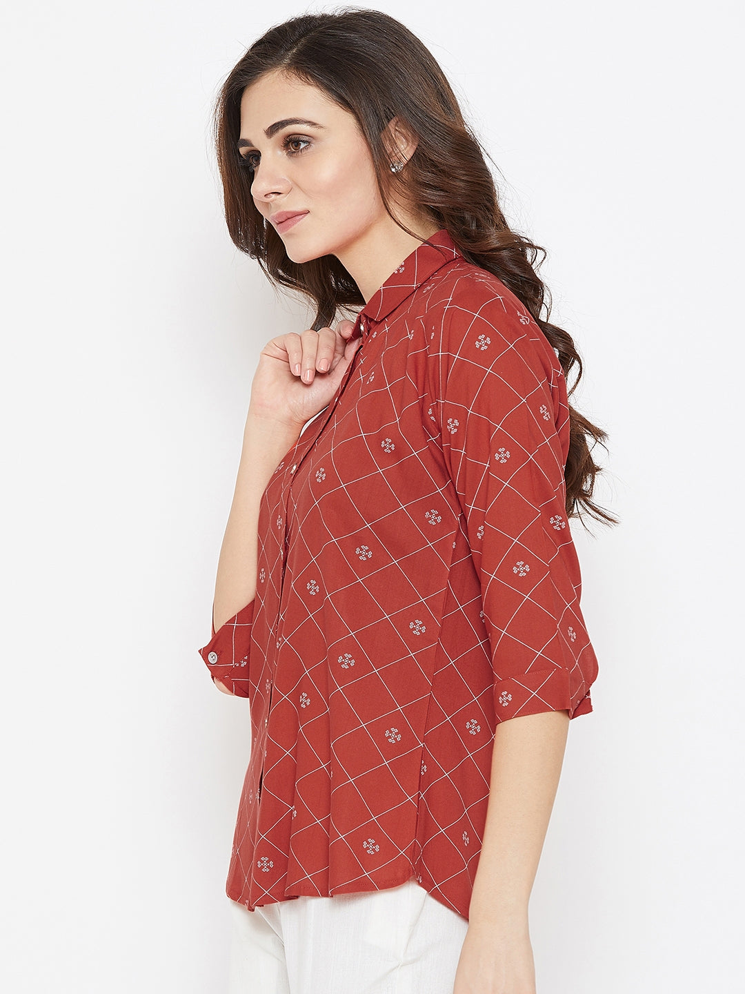 Red Geometric Printed Shirt