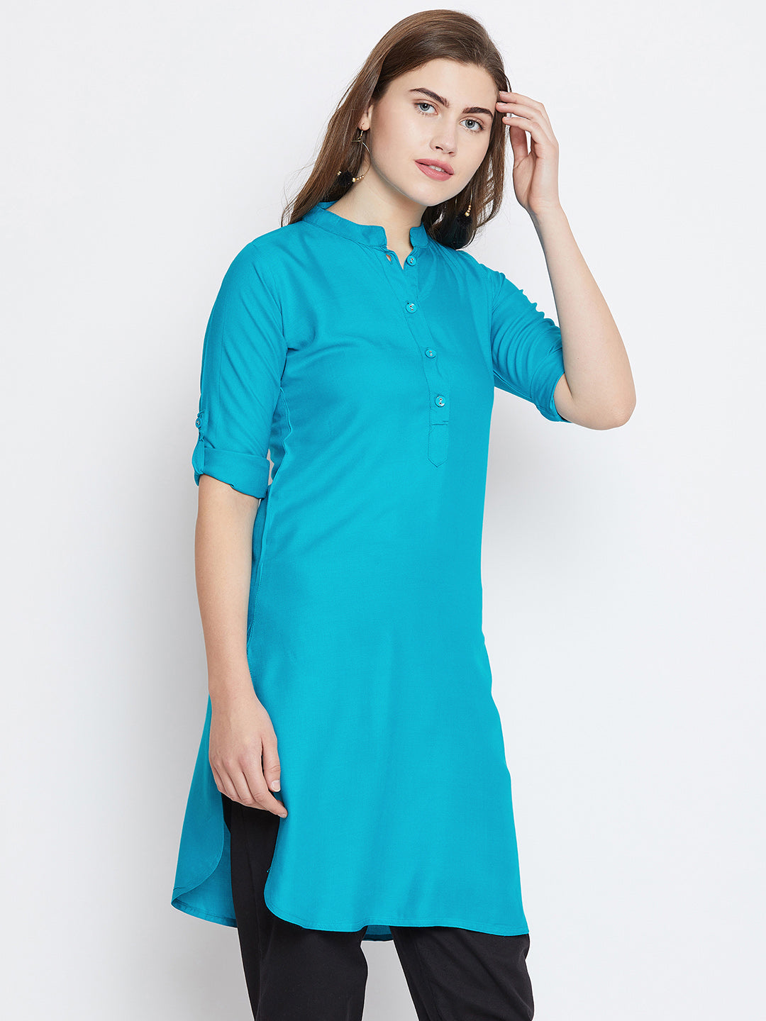 Turquoise Solid Color Kurti L 36"