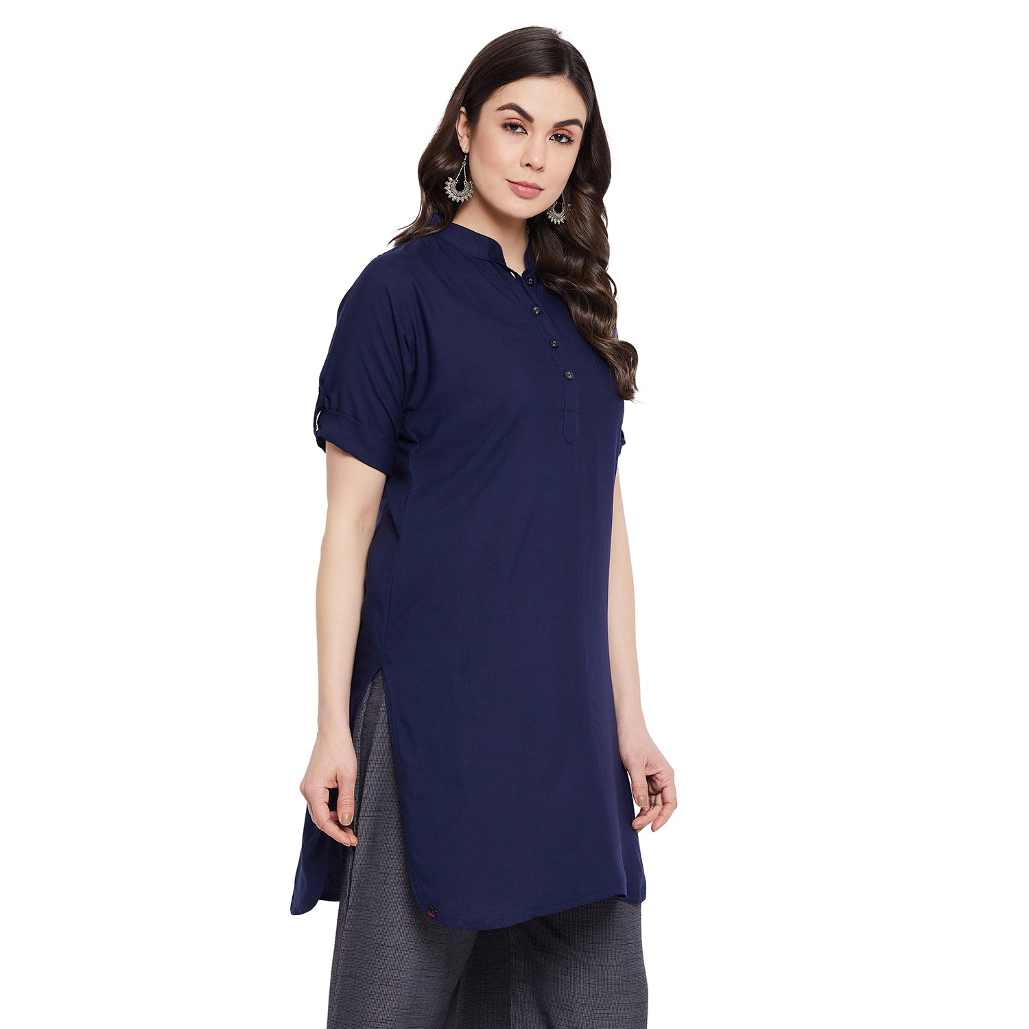 Navy Blue Solid Color Kurti L 36"