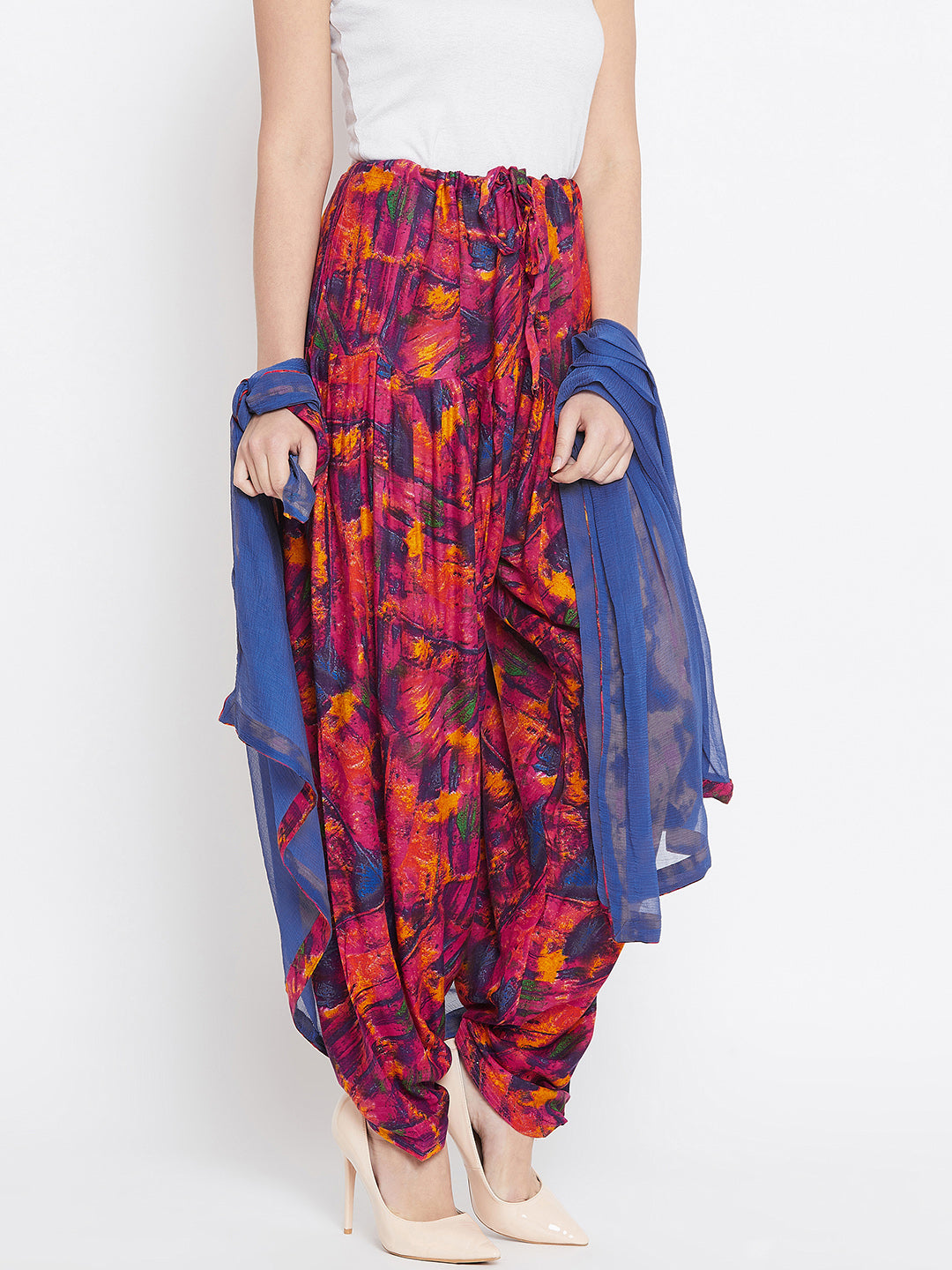 Abstract Print Printed Rayon Patiala with Dupatta