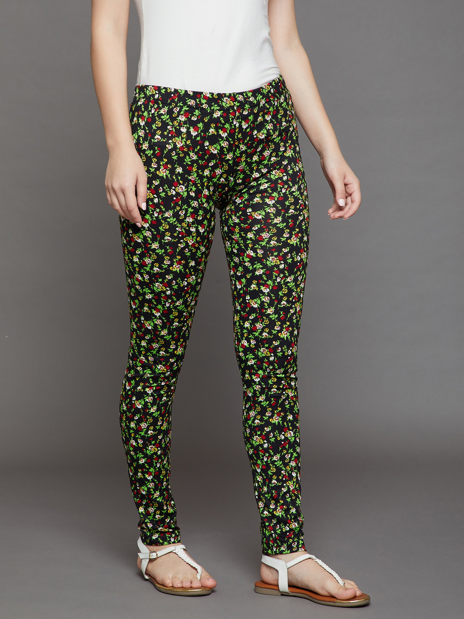 Black Floral Printed Legging