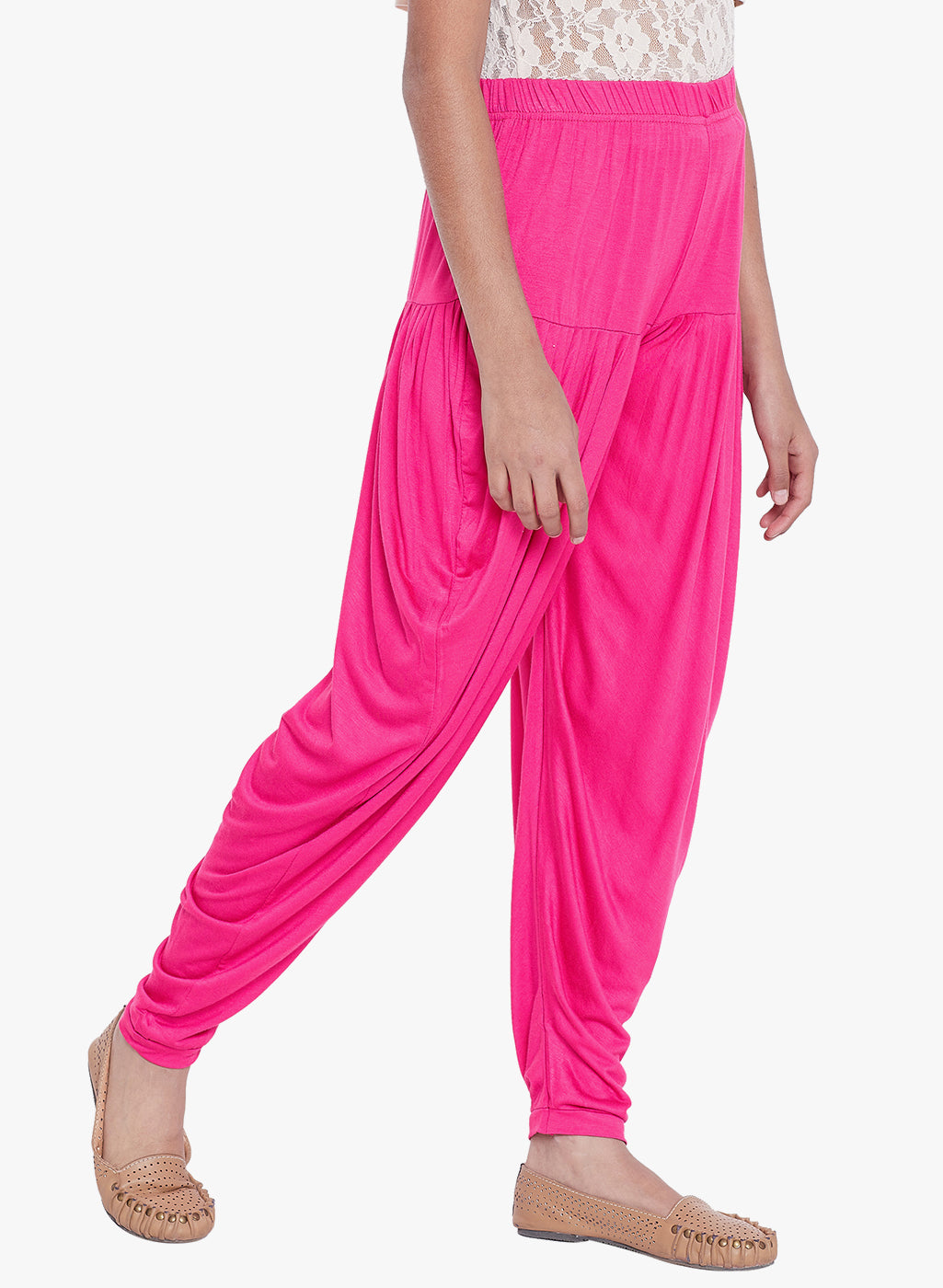 Dark Pink Viscose Dhoti Pants
