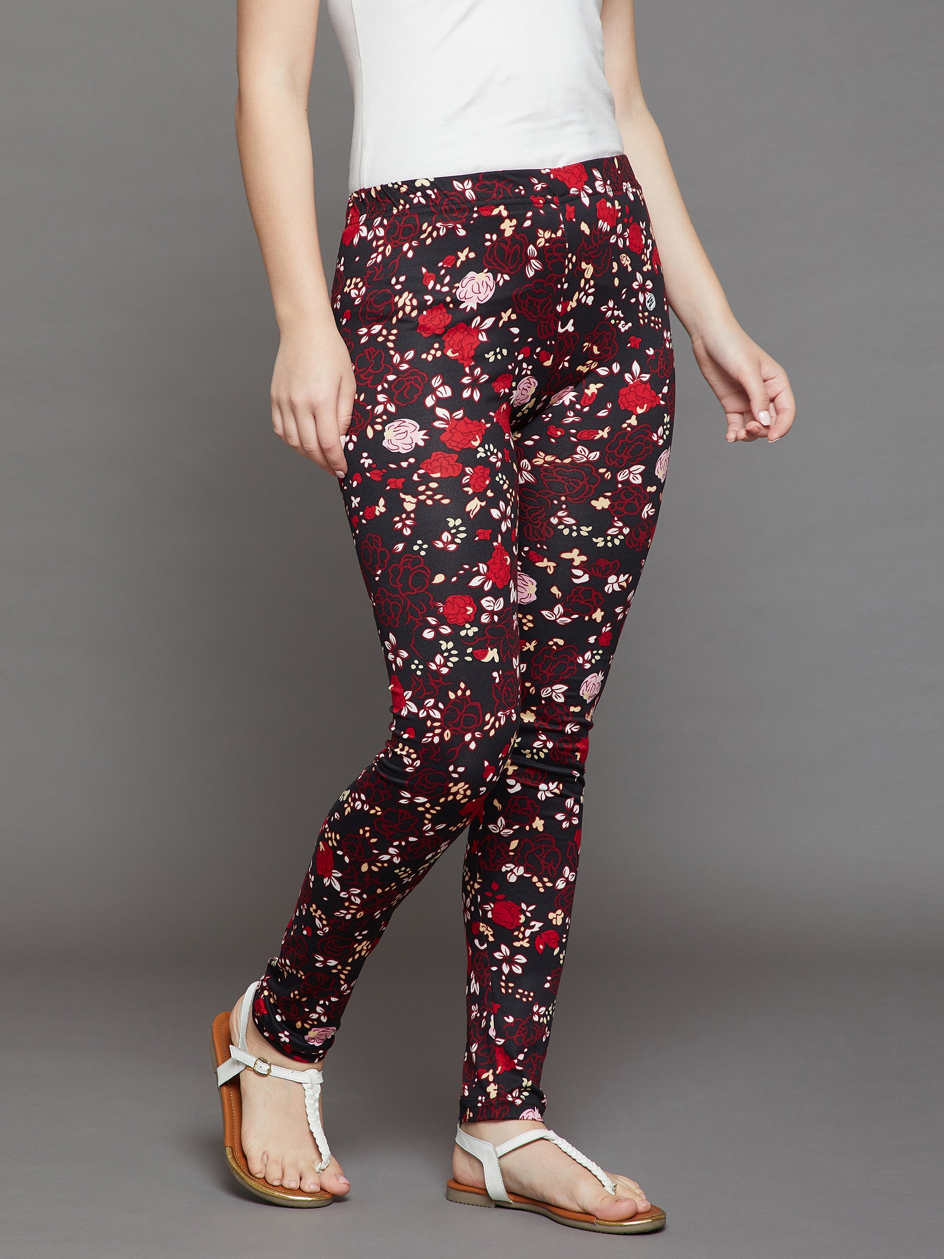 Red Floral Printed Legging