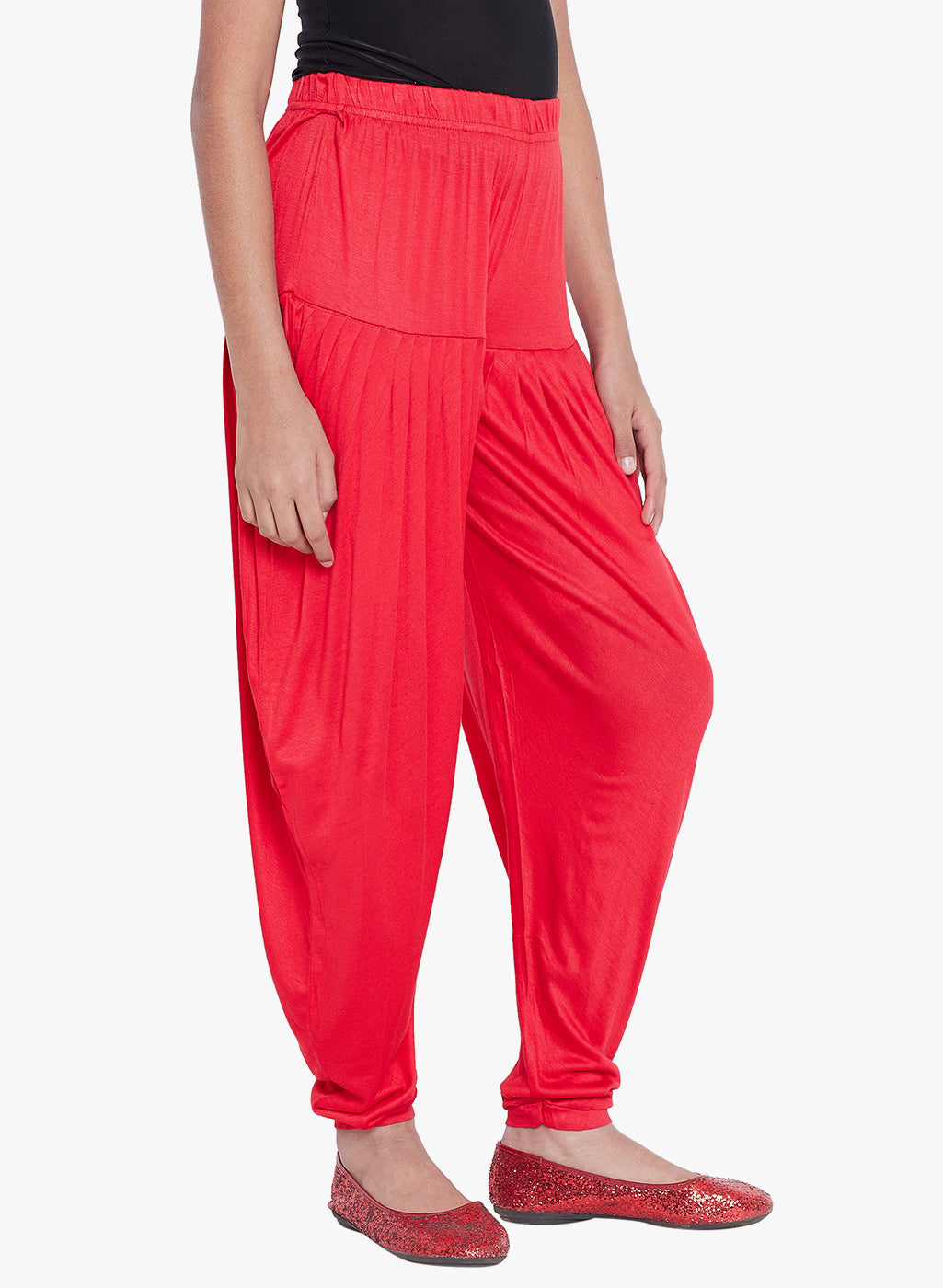 Red Viscose Dhoti Pants