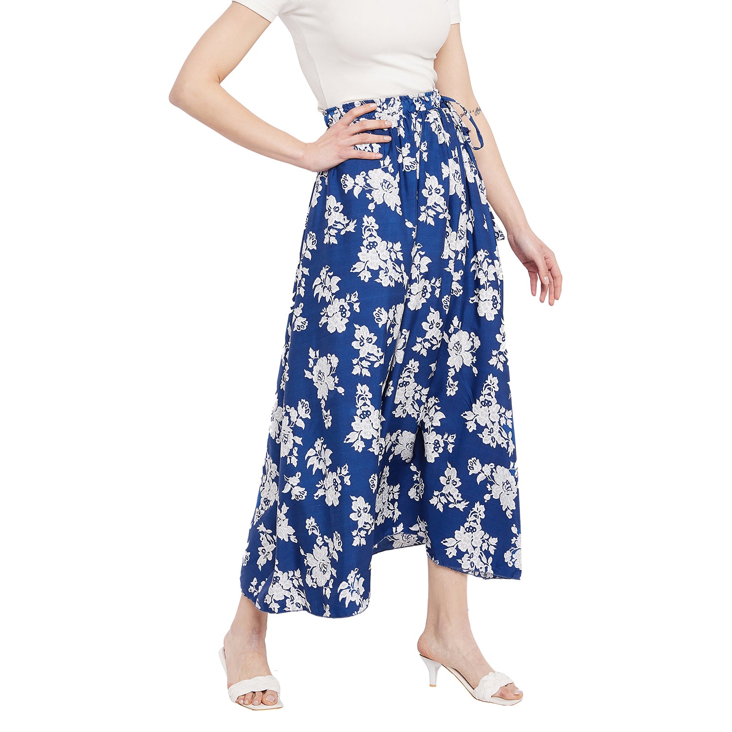 Blue & White Floral Skirt