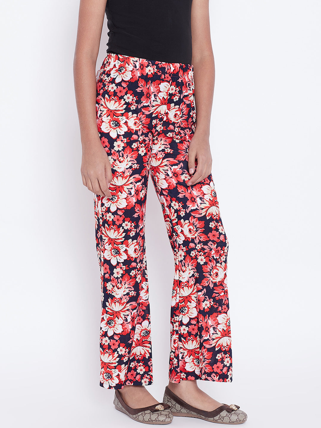 Peach Pink Floral Printed Palazzo