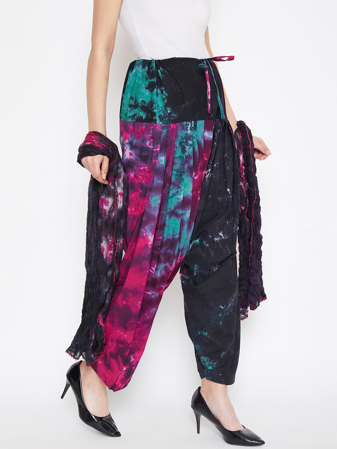 Tie & Dye Printed Cotton Patiala with Dupatta