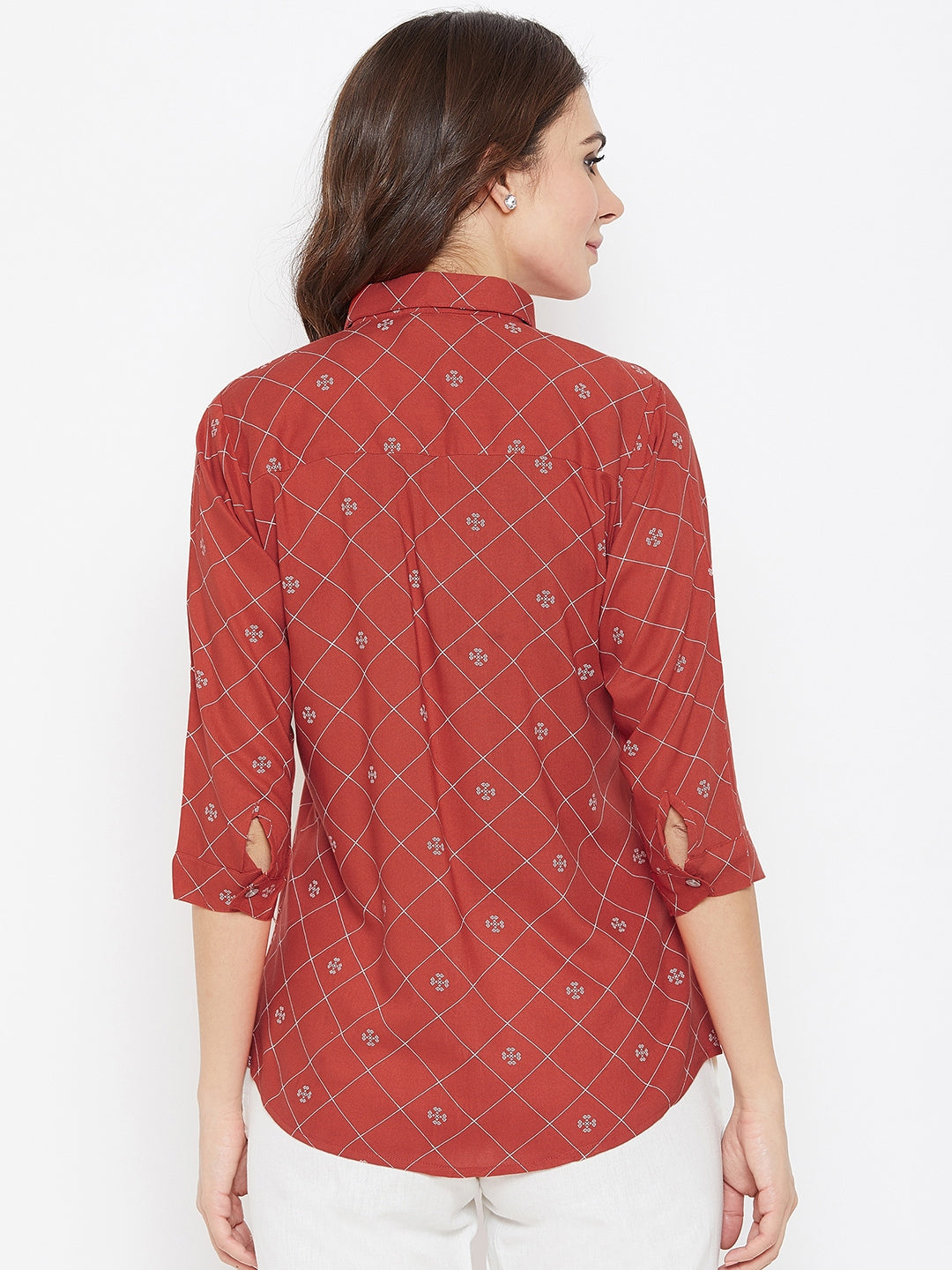 Red Geometric Printed Shirt