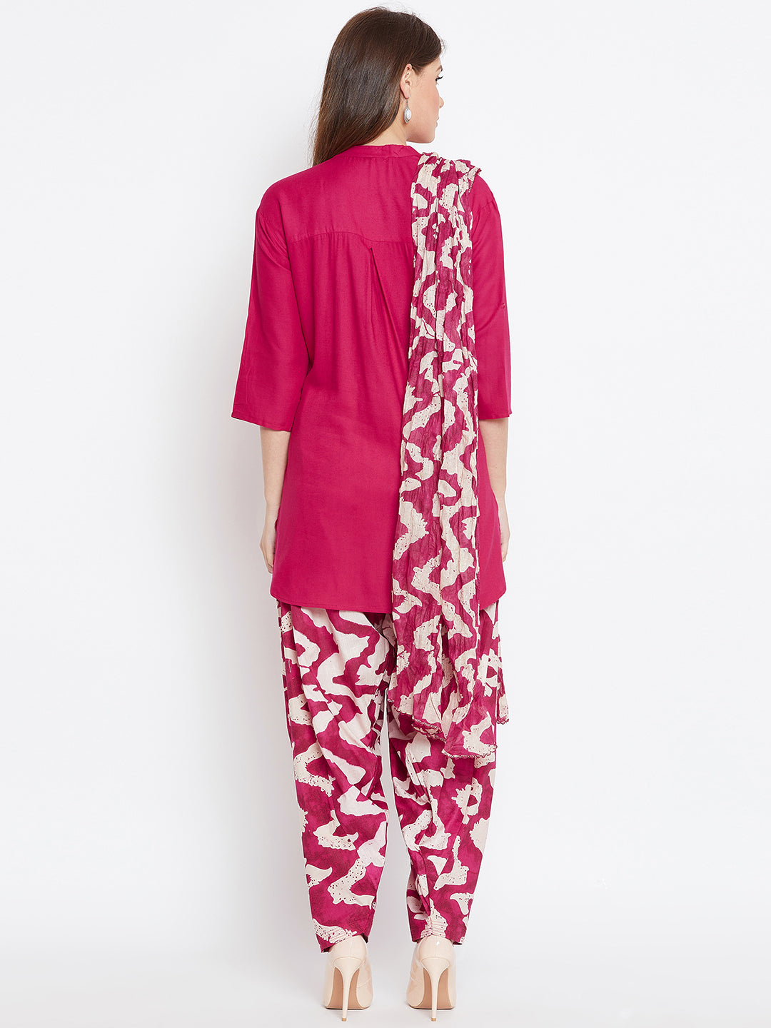 Brush Pattern Patiala with Rani Kurti Set