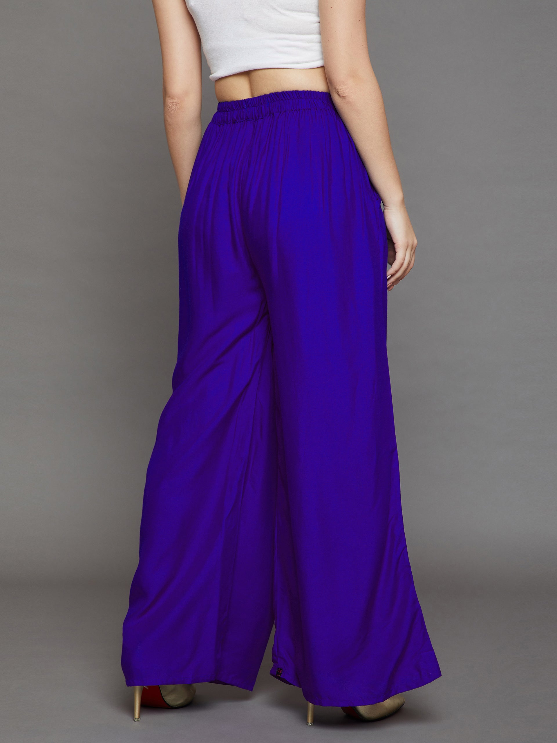 Royal Blue Plain Rayon Palazzo