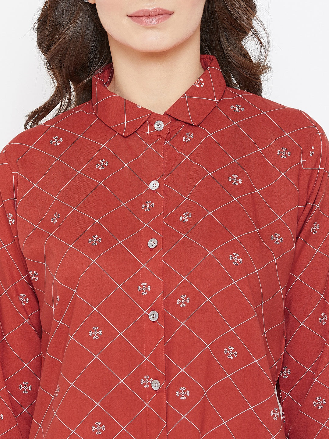 Red Geometric Printed Shirt