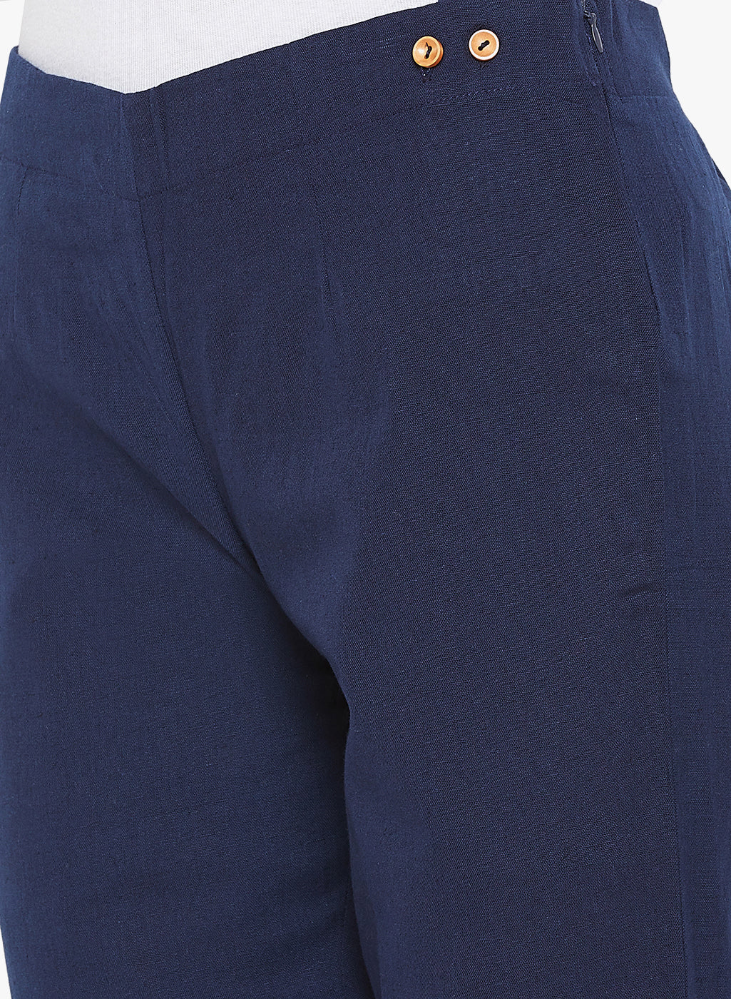 Navy Blue Cotton Slub Pants