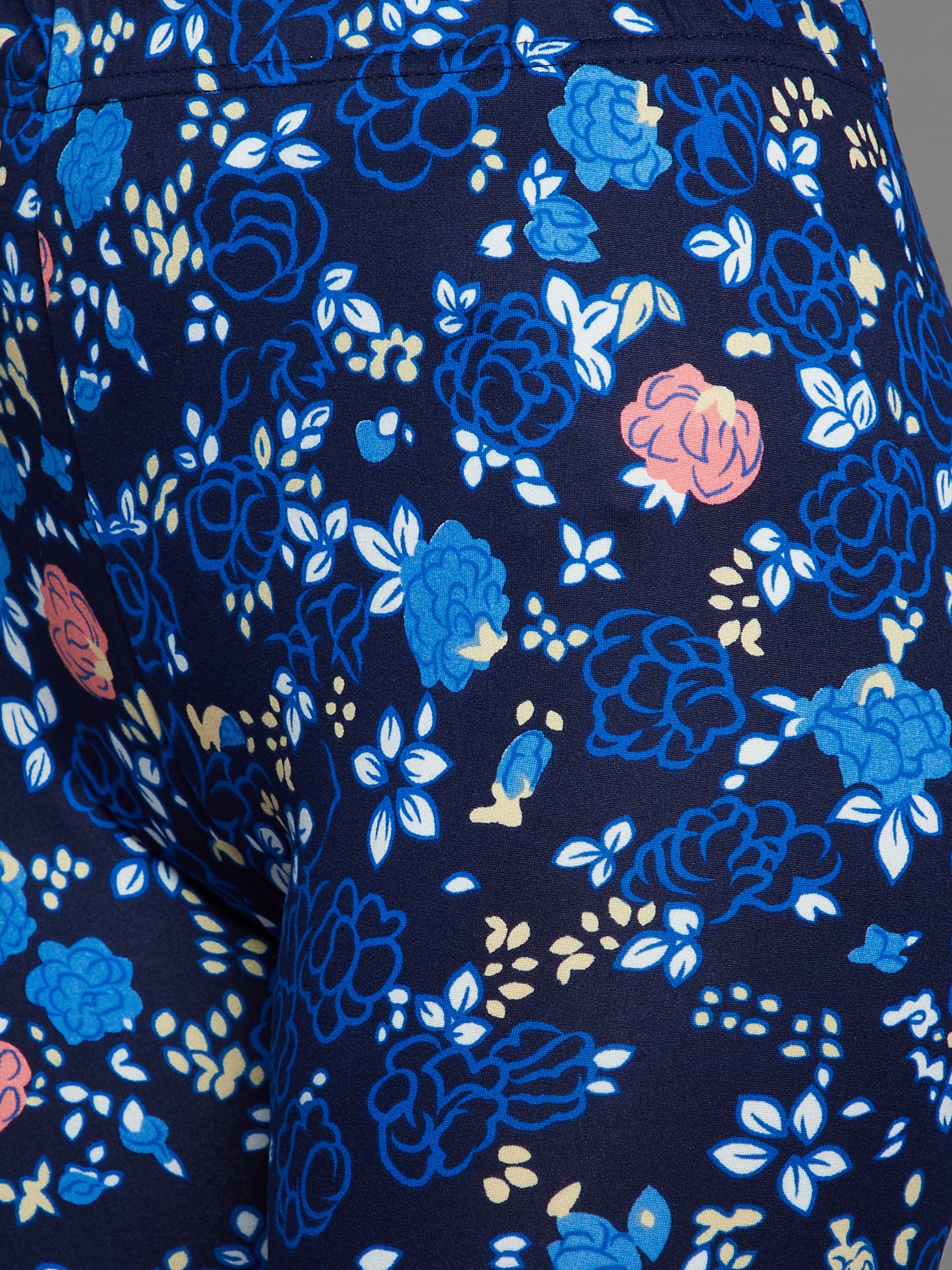 Blue Floral Printed Legging