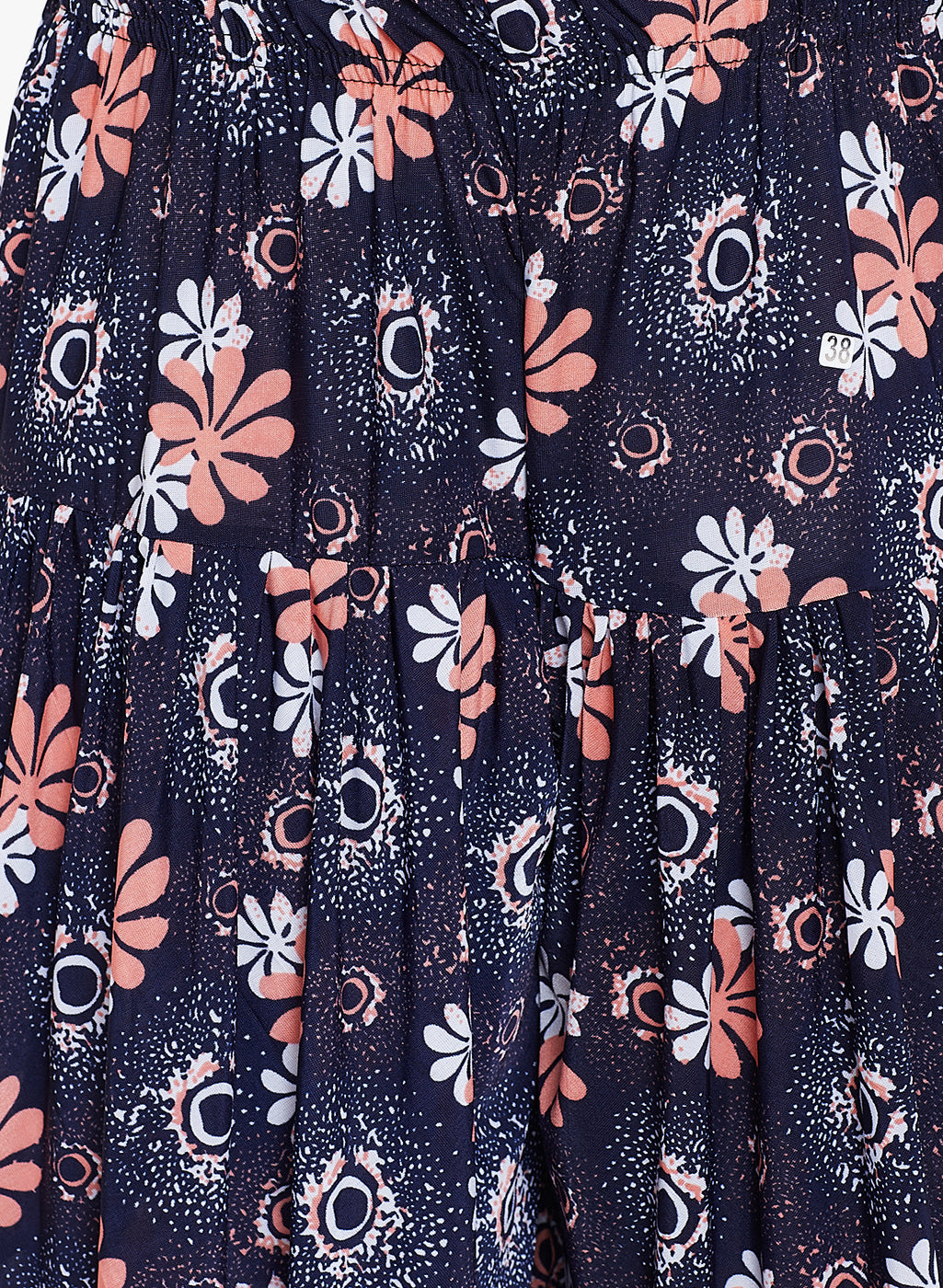 Peach Tri- Floral Printed Dhoti