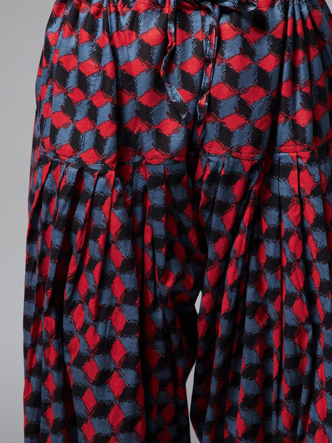 Geometric Print Patiala with Grey Kurti Set