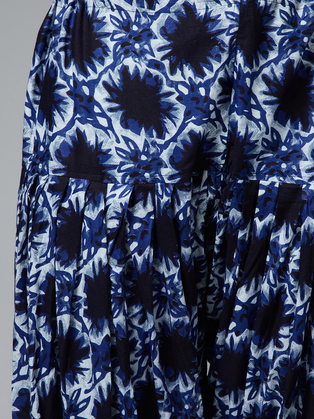 Damask Print Patiala with Navy Blue Kurti Set