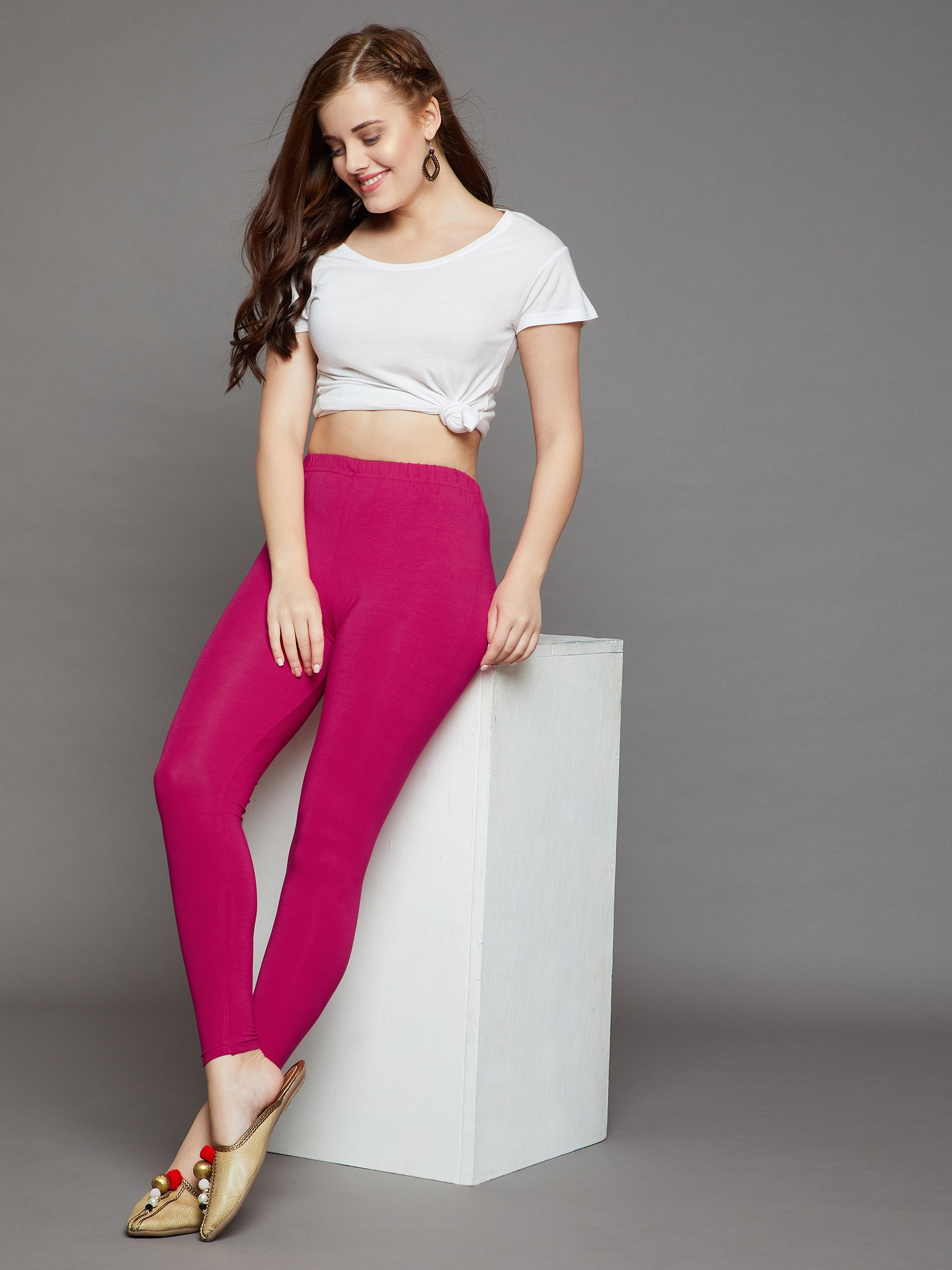 Magenta Viscose Ankle Legging