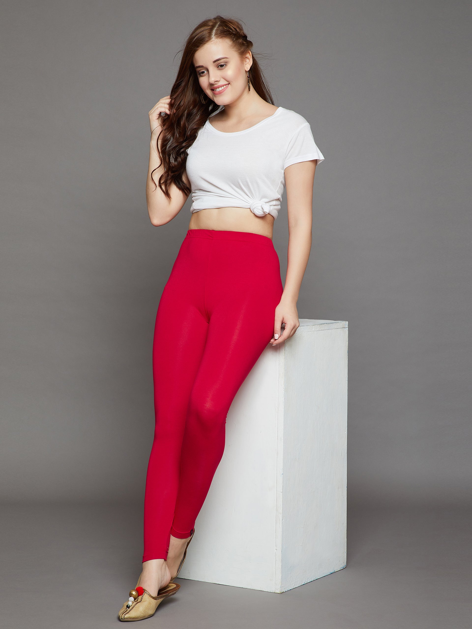 Apple Red Viscose Chudidar Leggings