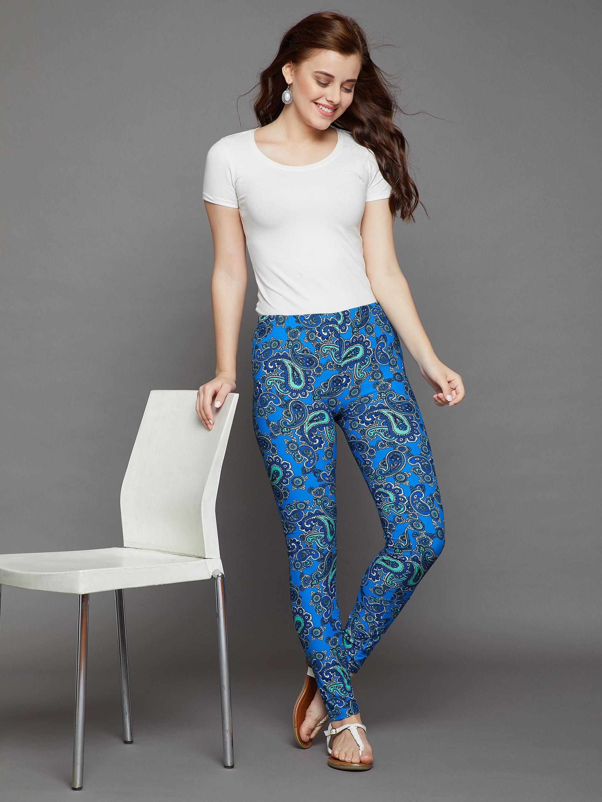Sky Blue Printed Legging