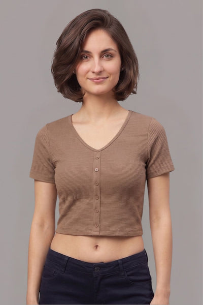 Black Fukuro Crop Top for Women