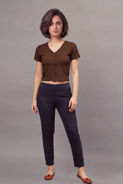 Black Fukuro Crop Top for Women