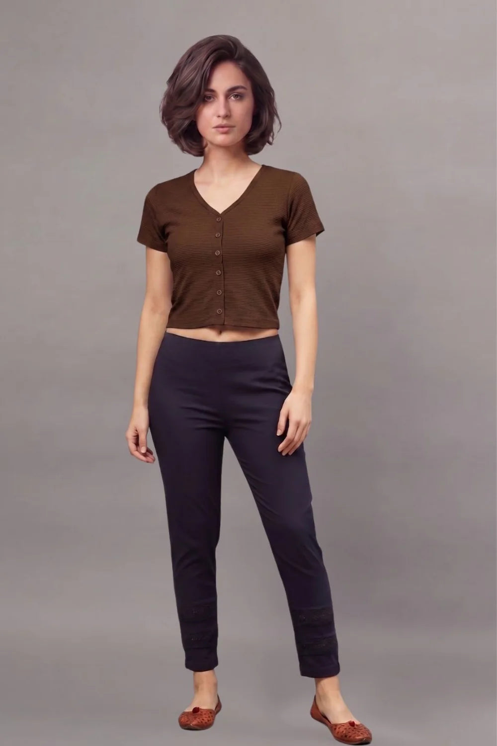 Grey Fukuro Crop Top for Women