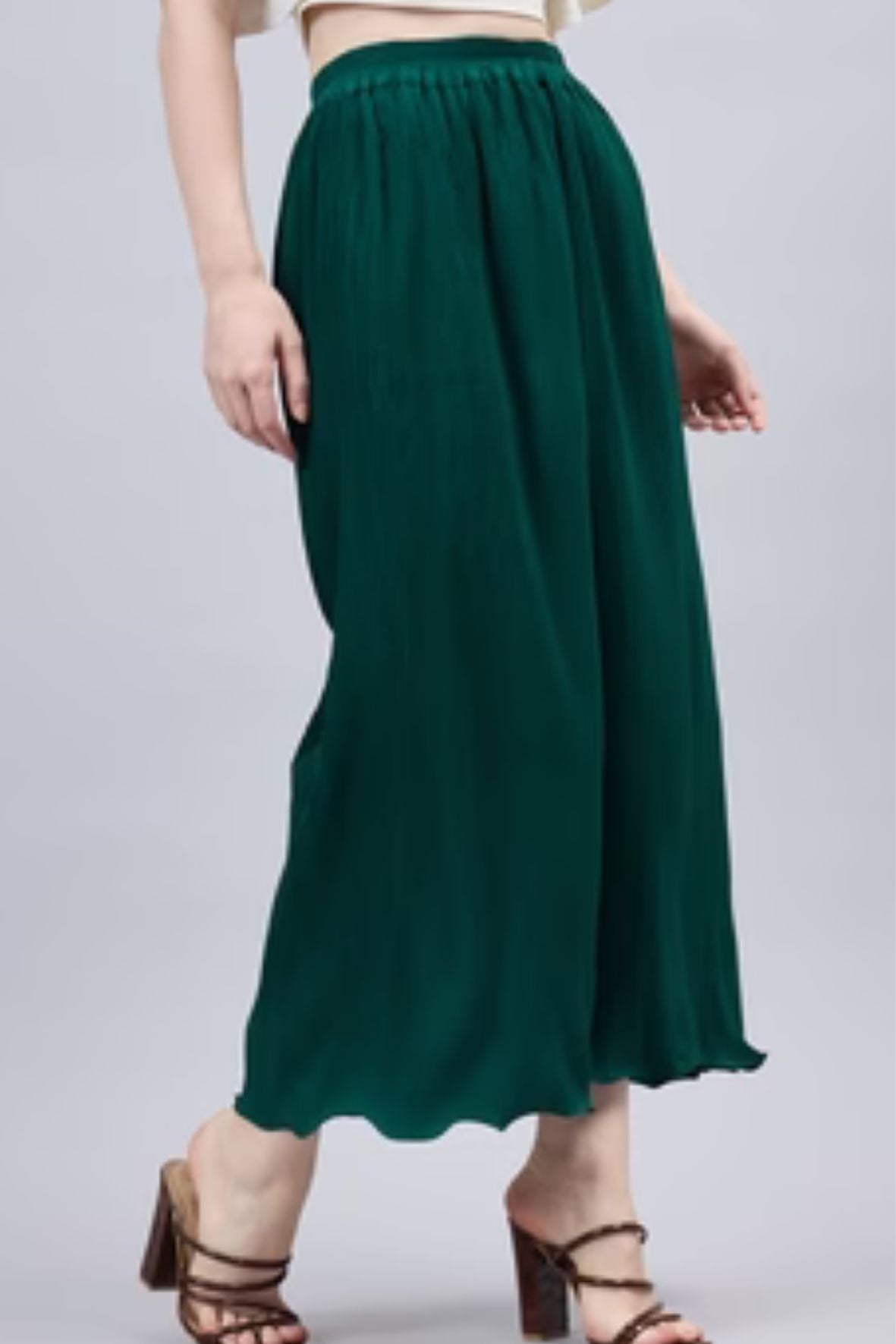 Maroon Pleated Chiffon Palazzo