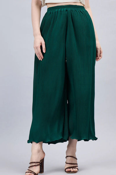 Red Pleated Chiffon Palazzo