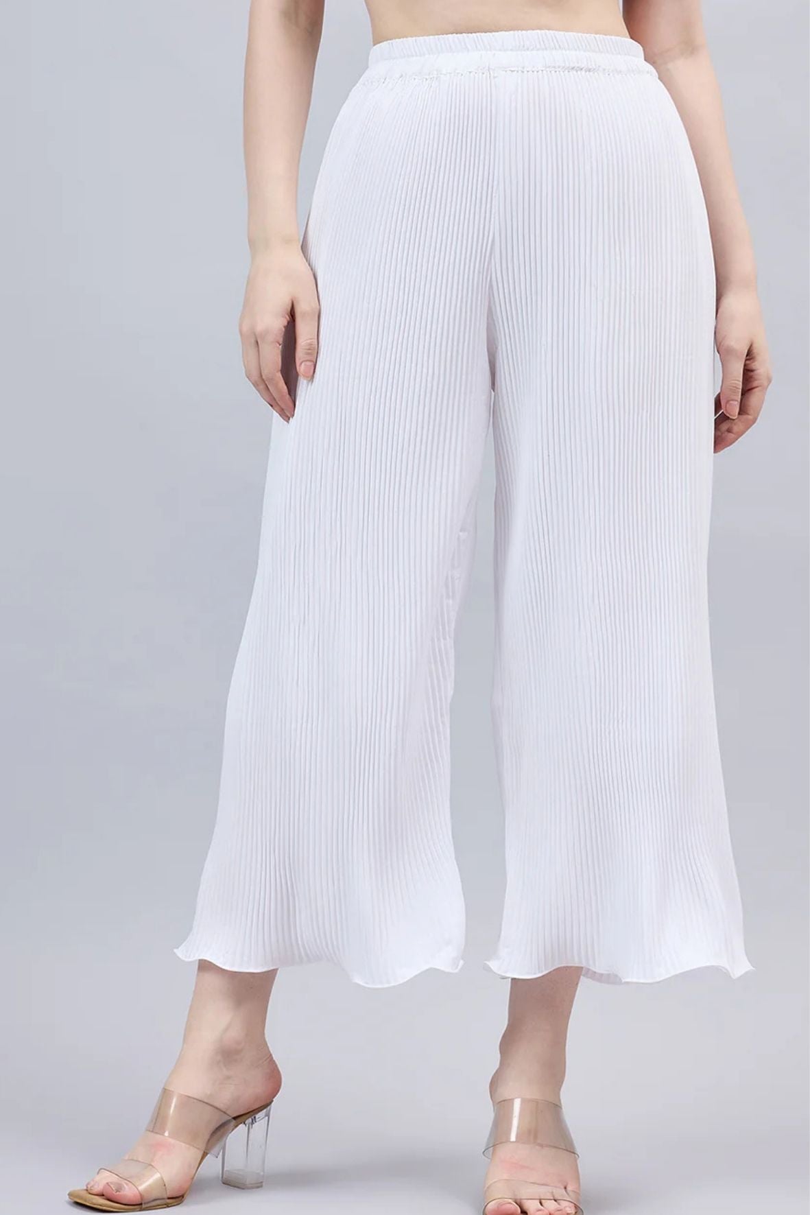 Gold Pleated Chiffon Palazzo