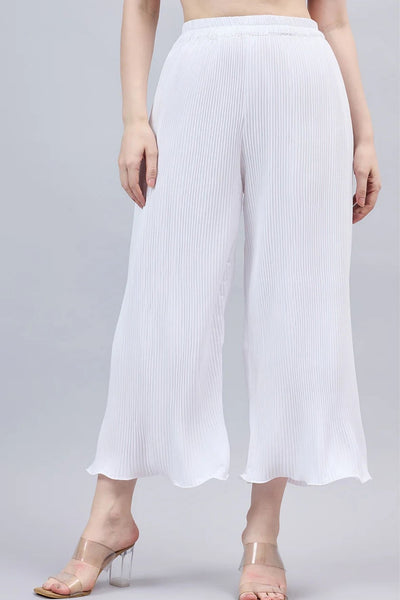 Gold Pleated Chiffon Palazzo