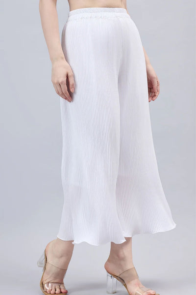 Red Pleated Chiffon Palazzo