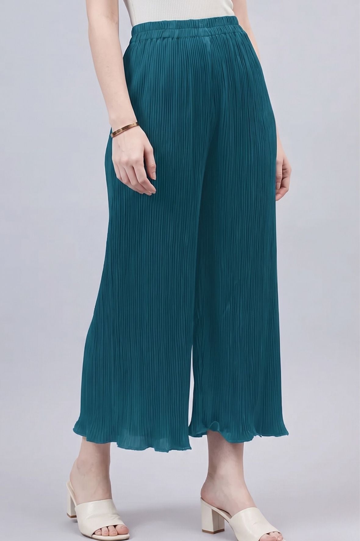 Royal blue Pleated Chiffon Palazzo