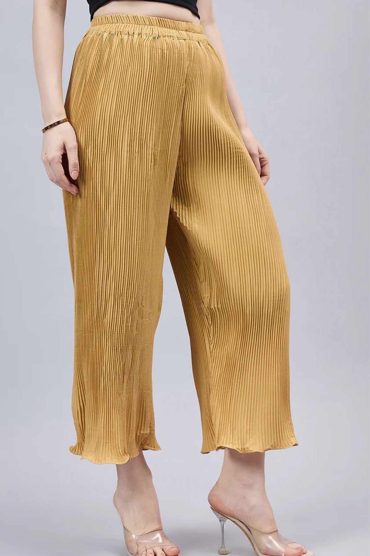 Red Pleated Chiffon Palazzo