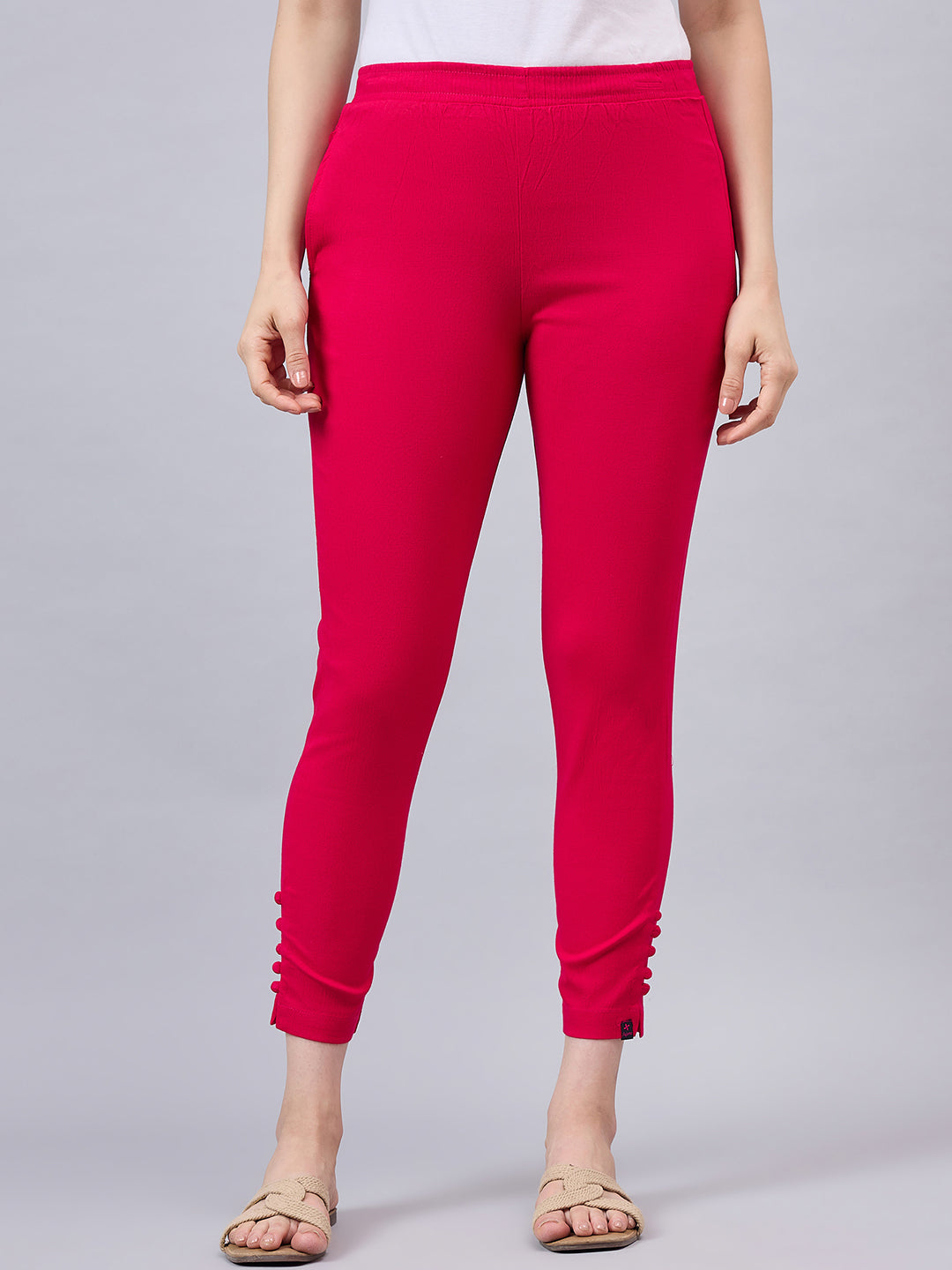 Pink Regular Fit Potli Pants