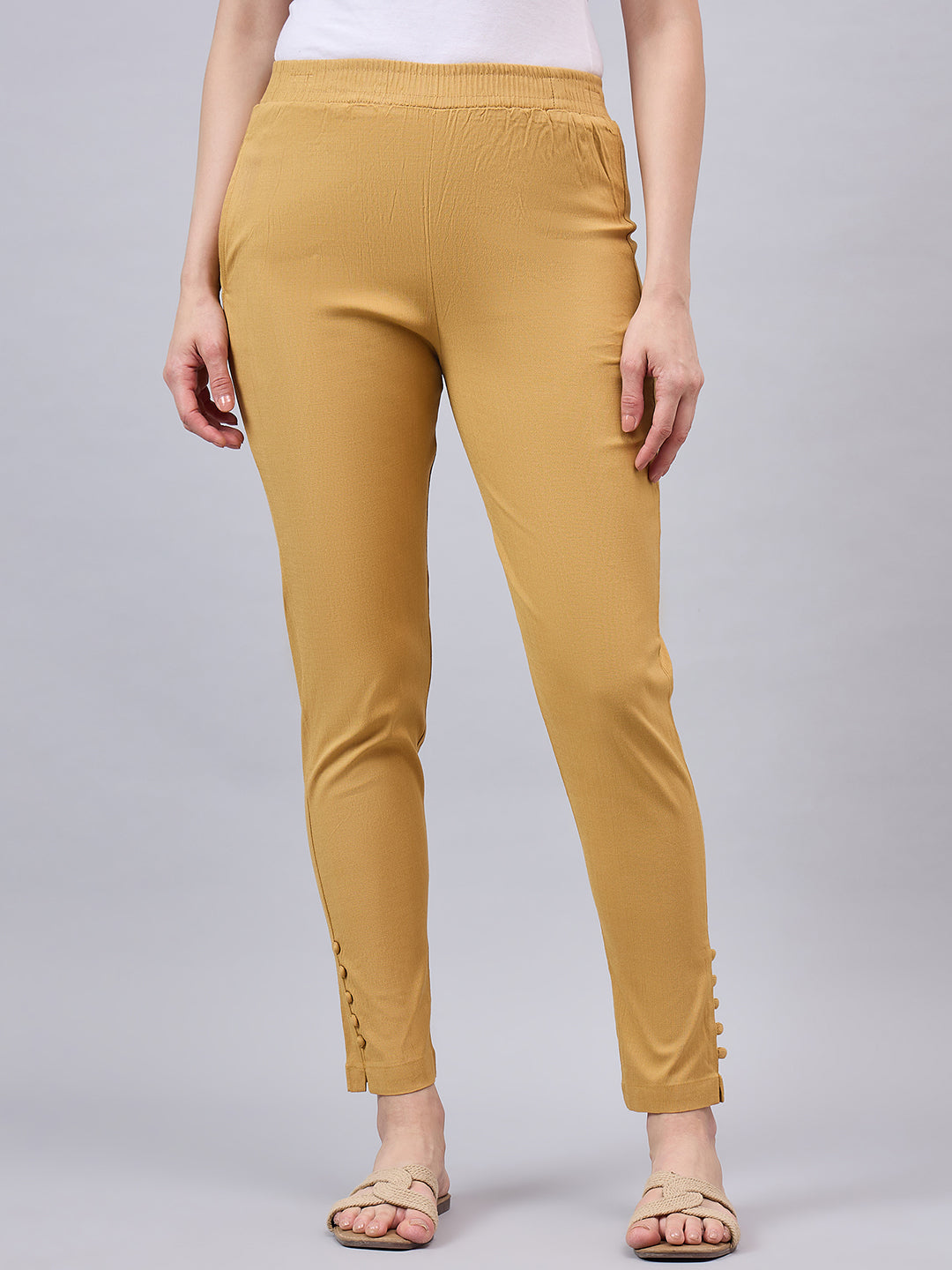 Gold Regular Fit Potli Pants