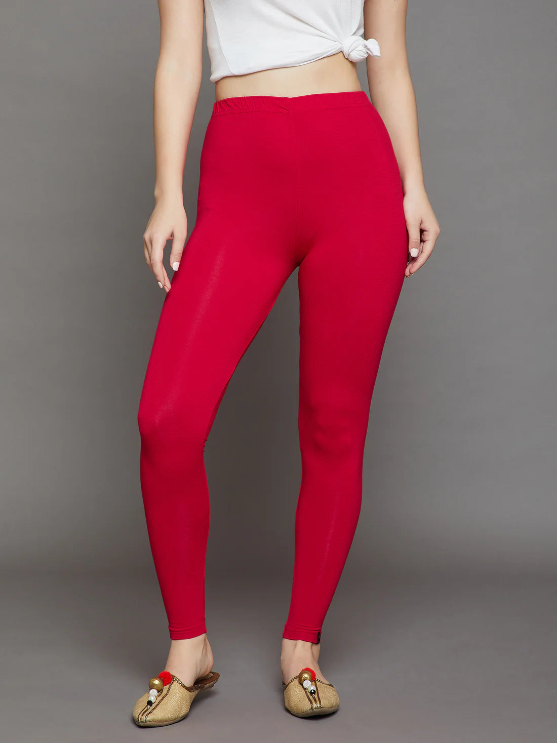 Red Viscose Ankle Legging