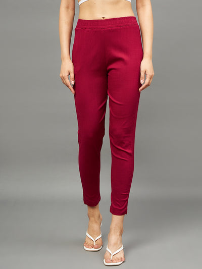 Maroon Colour Straight Pant M