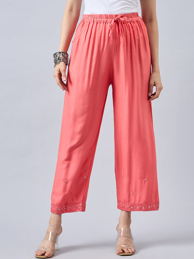 Peach Embellished Palazzo