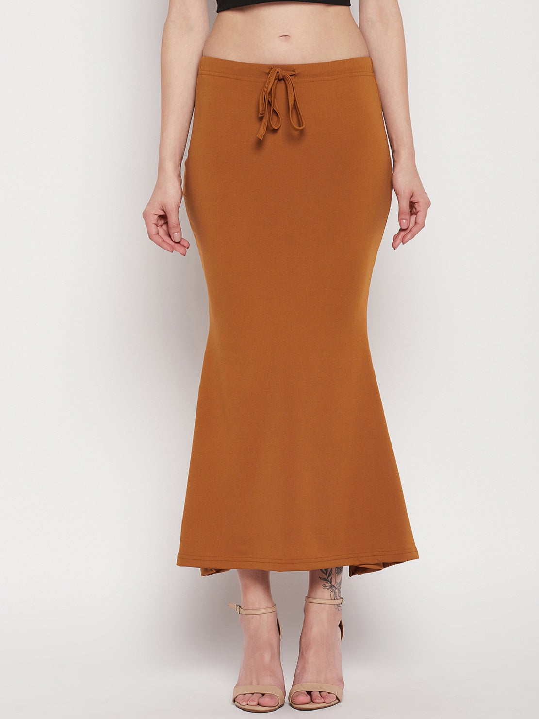 Poly Cotton Lycra Petticoat Saree Shapewear Inskirt - Burly Wood