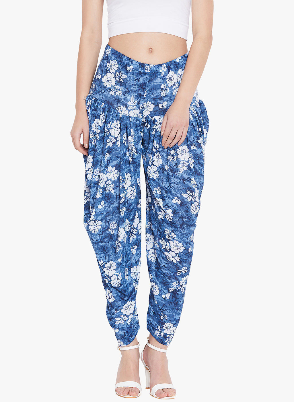 Floral Blue Printed Dhoti