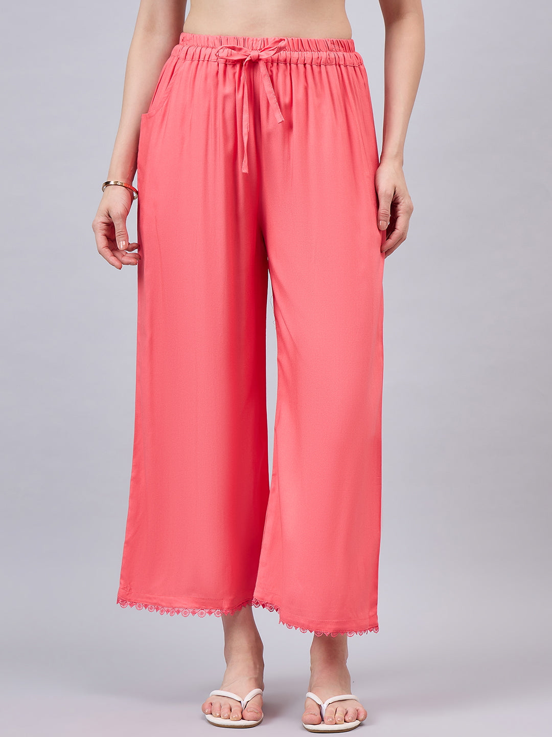 Peach Lace Palazzos