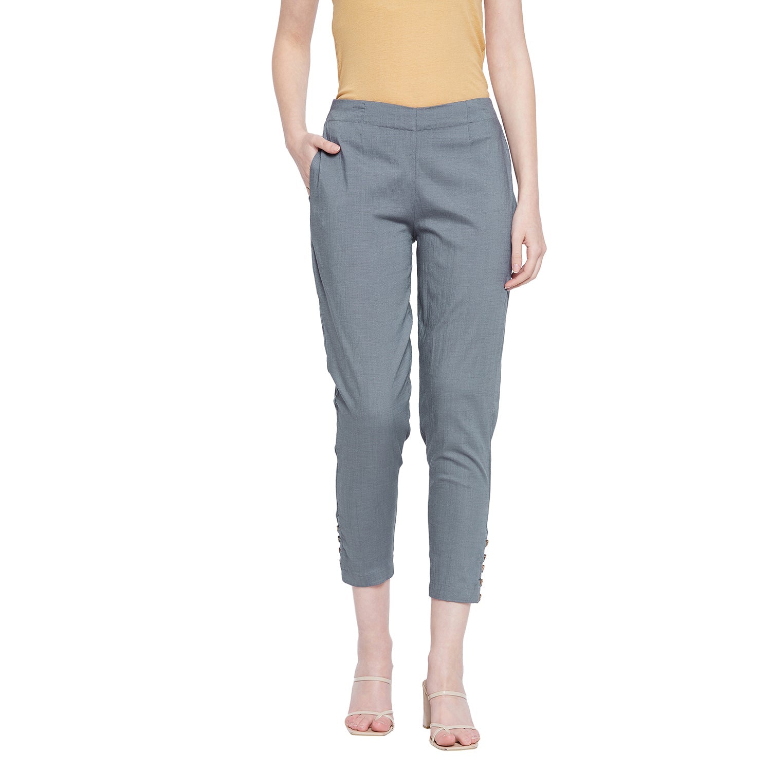 Tailored trousers - Light grey marl/Pinstriped - Ladies | H&M IN