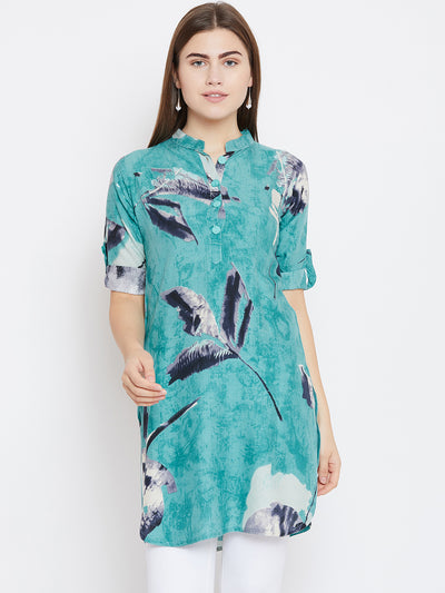 Blue Printed Kurti One Size