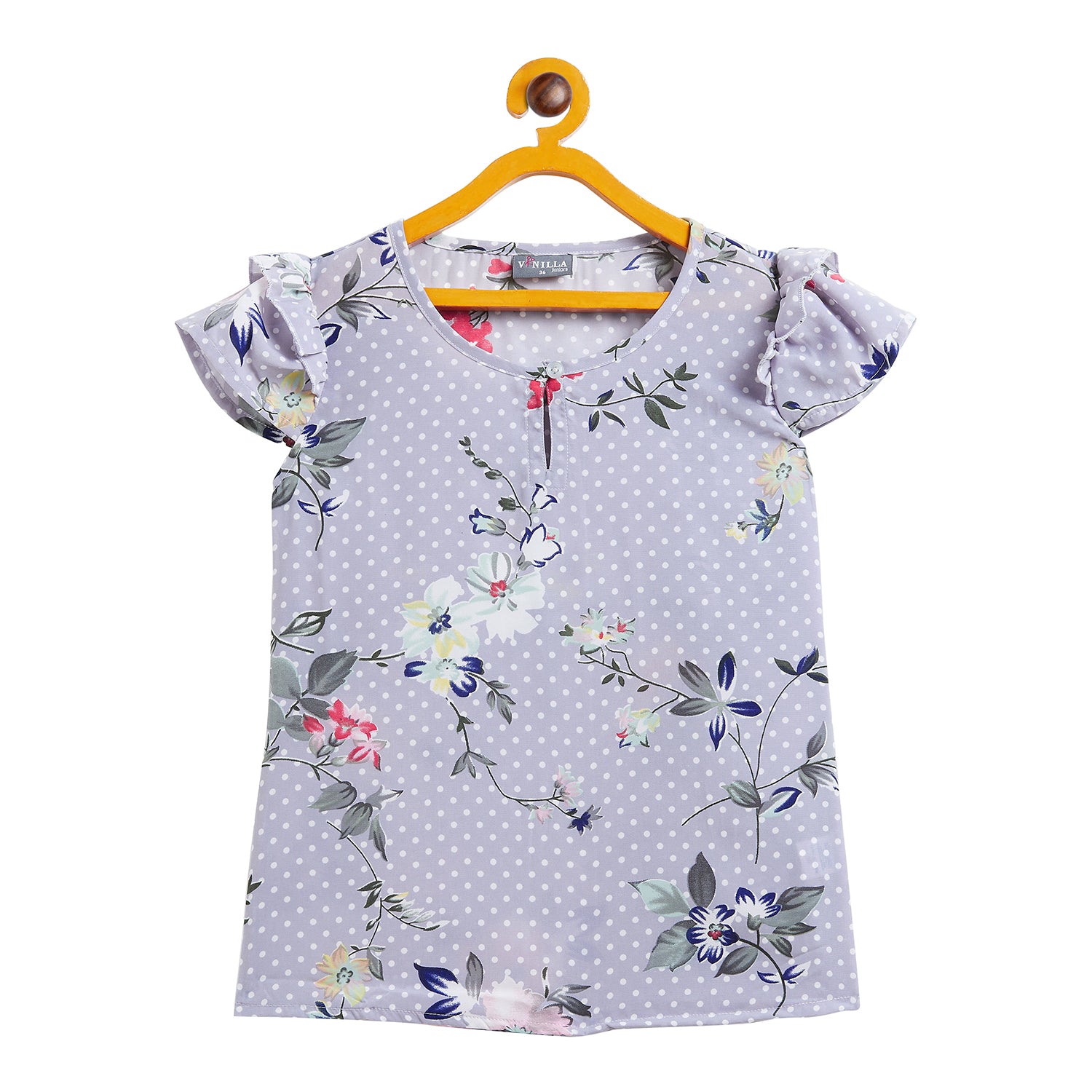 Kids Top Floral Pattern - Light Grey